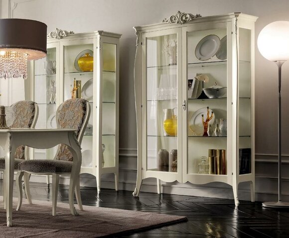 Vitrine Massiv Holz Möbel Glas Schrank Schränke Vitrinen
