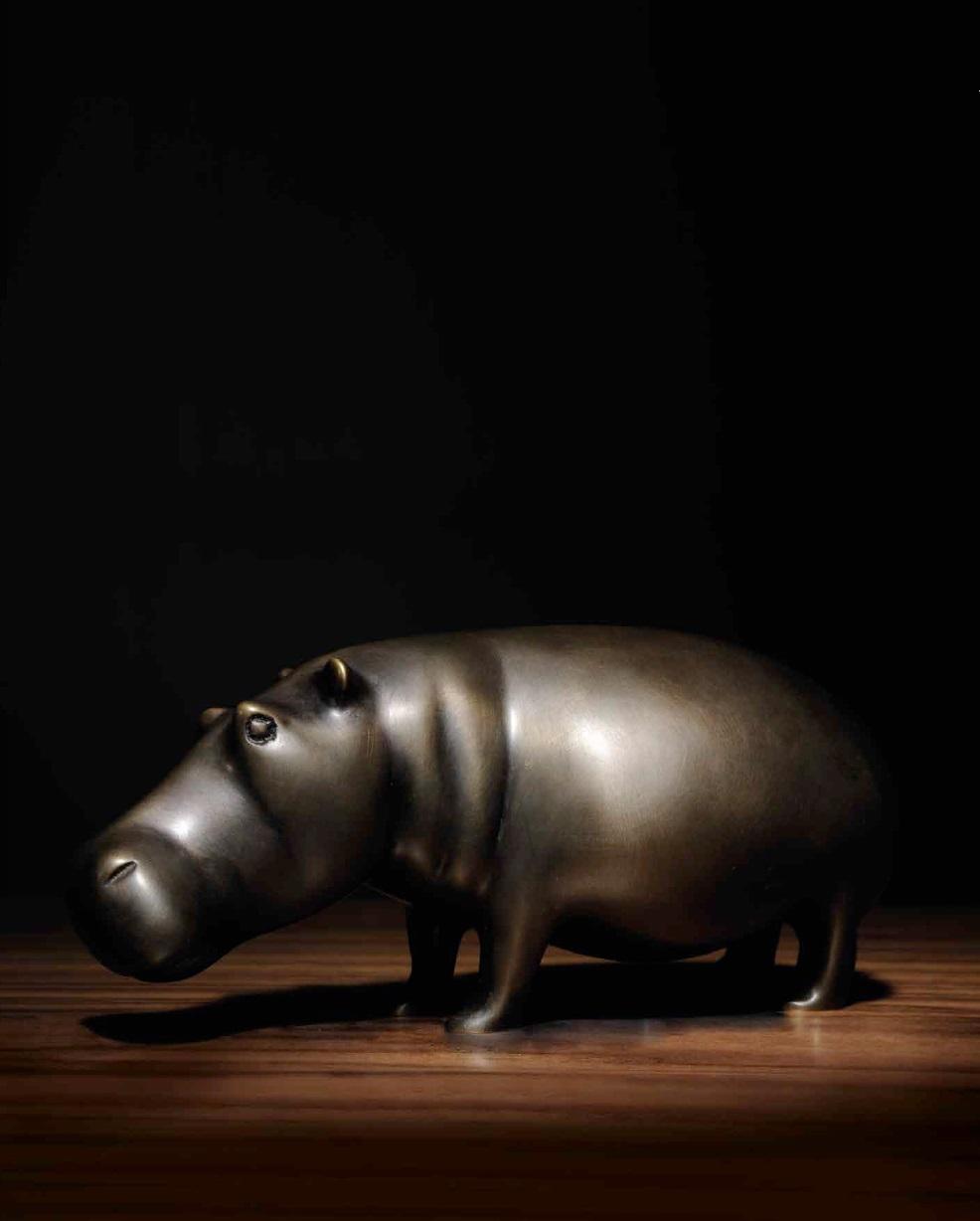 Messing Hippo Nilpferd Statue Heim Farbe Gold Figur neu Wohnzimmer