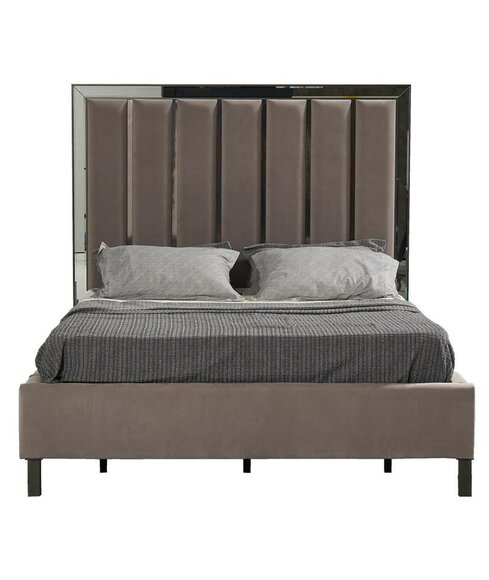 Betten Design Bett Polster Schlafzimmer Hotel Design Doppelbett Metall Taupe Neu