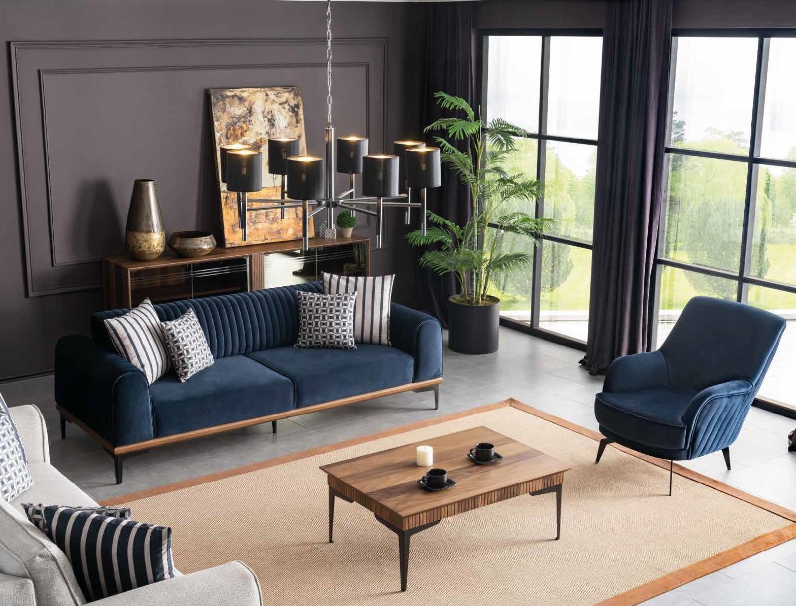 blaue dreisitzer couch wohnzimmer sitzmöbel & couchen für