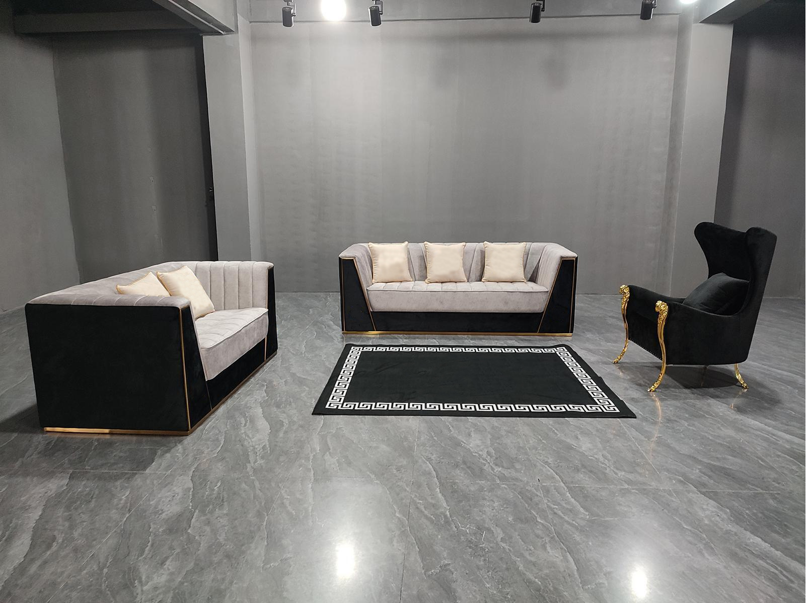 Wohnzimmer 3tlg. Sofagarnitur 3+2+1 Sitzer mit Weichem Stoffbezug Relax