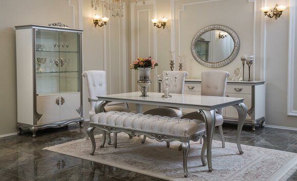 Esszimmer Set 9tlg Esstisch Stuhl Kommode Vitrine Spiegel Ess Tische Holz