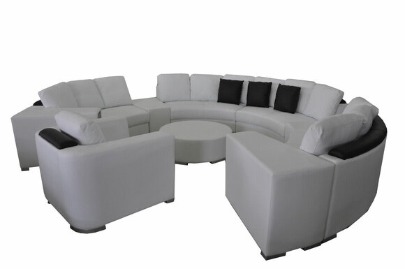 Runde Sofa Couch Polster XXL Big Rund Couchen Wohnlandschaft Sessel Puff + USB