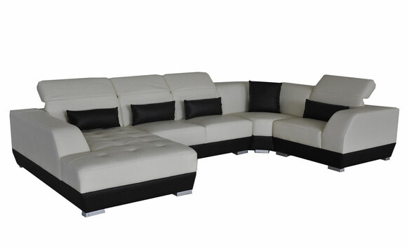 Luxus U Form Wohnlandschaft Couch Sofa mit USB Möbel Polster Sitz Garnitur Ecke