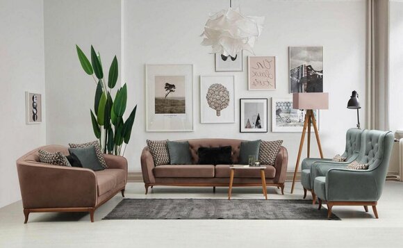 Luxus Sofagarnitur Sofa Garnitur Sofas 4+3+1 Sitzer Stoff 3tlg Couch Set Polster