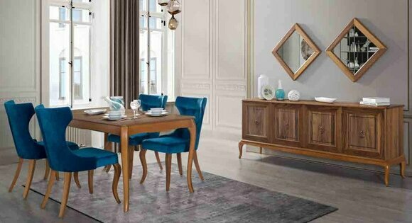 Komplett Set Esstisch 4x Stühle Esszimmer Set Ess Gruppe Holz Tisch Tische 6tlg