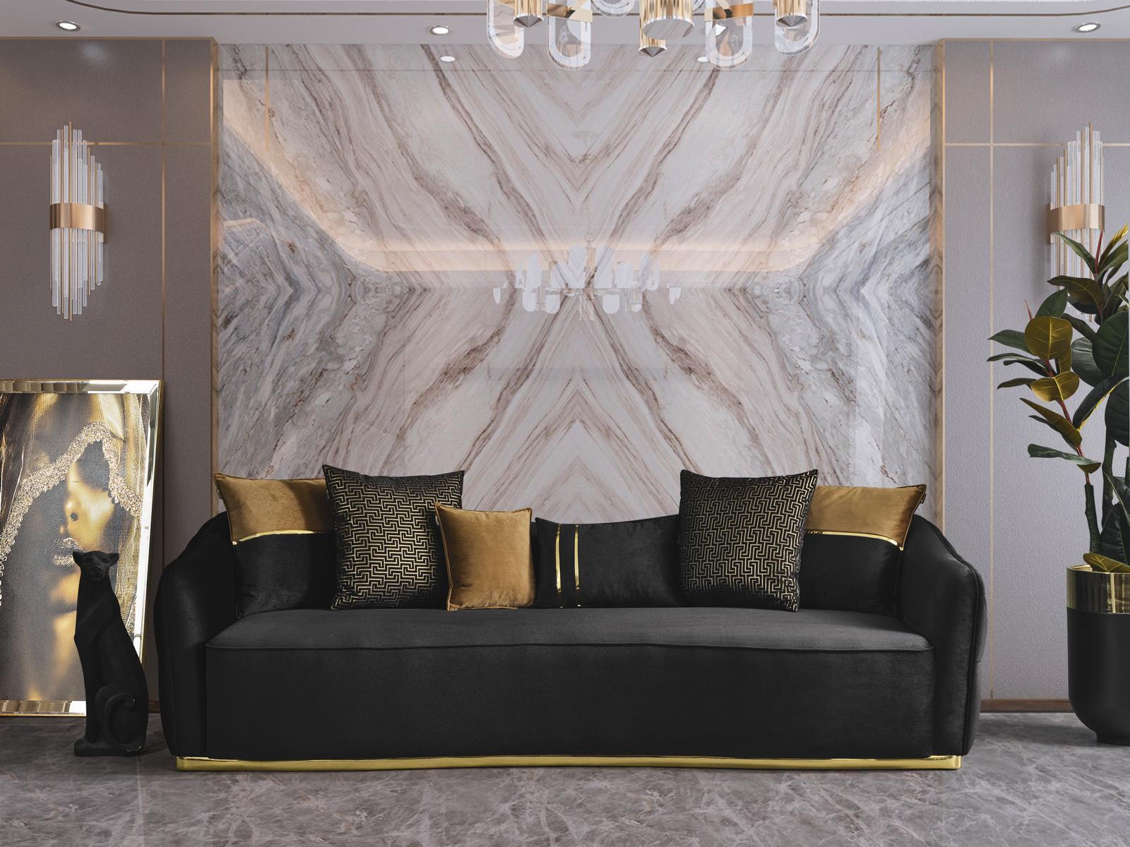 Schwarzes Sofa 4 Sitz Textil Grau Design Couchen Polster Sofas Couchen Neu