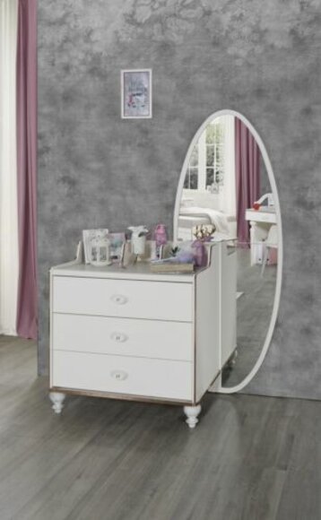 Kommode mit Spiegel Möbel Moderne Kommode Holz Jugend Zimmer Weiß Neu