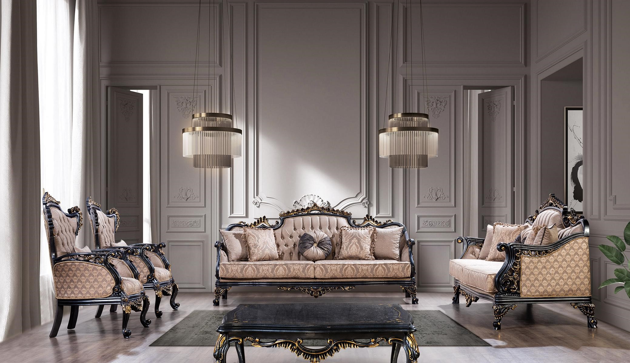 Luxus Sofagarnitur 3+3+1+1 Sitzer klassisch Set Design Sofa Polster Couch Neu