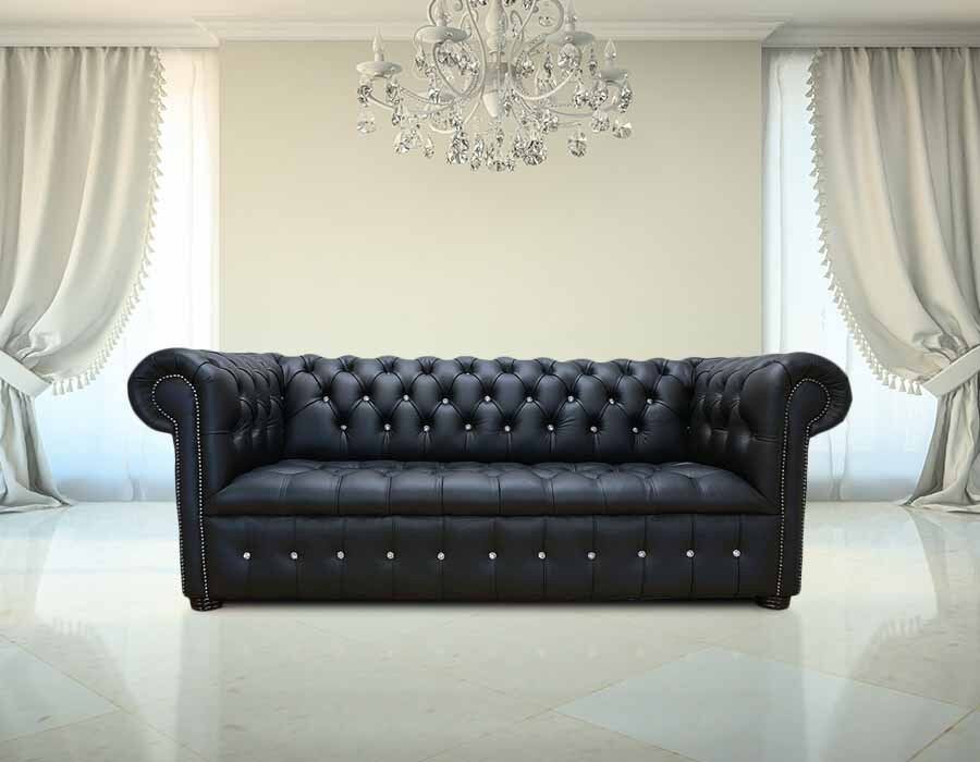 Chesterfield Sofa Couch Polster Garnitur 3 Sitzer Klassisch 100% Leder Sofort
