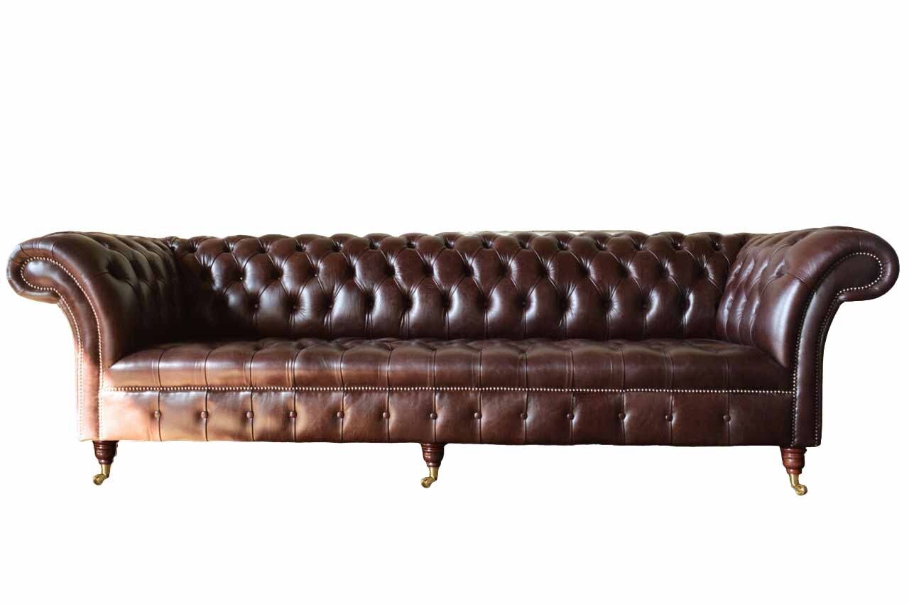 Sofa Chesterfield Couch Polster Sitz Leder Couchen Braun Designer Neu