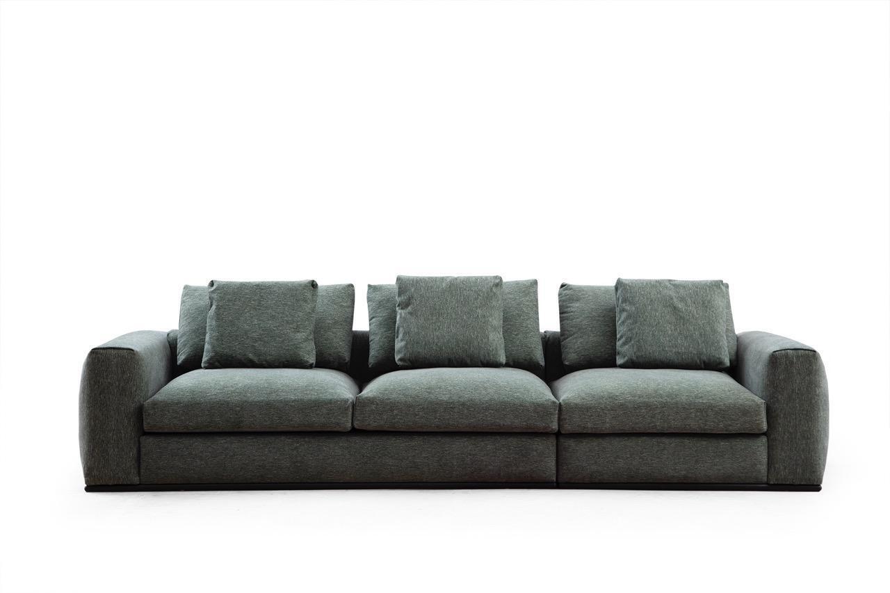 Wohnzimmer Sofa 4 Sitzer Moderne Couch Polster Sitzer Sofa grün Holz
