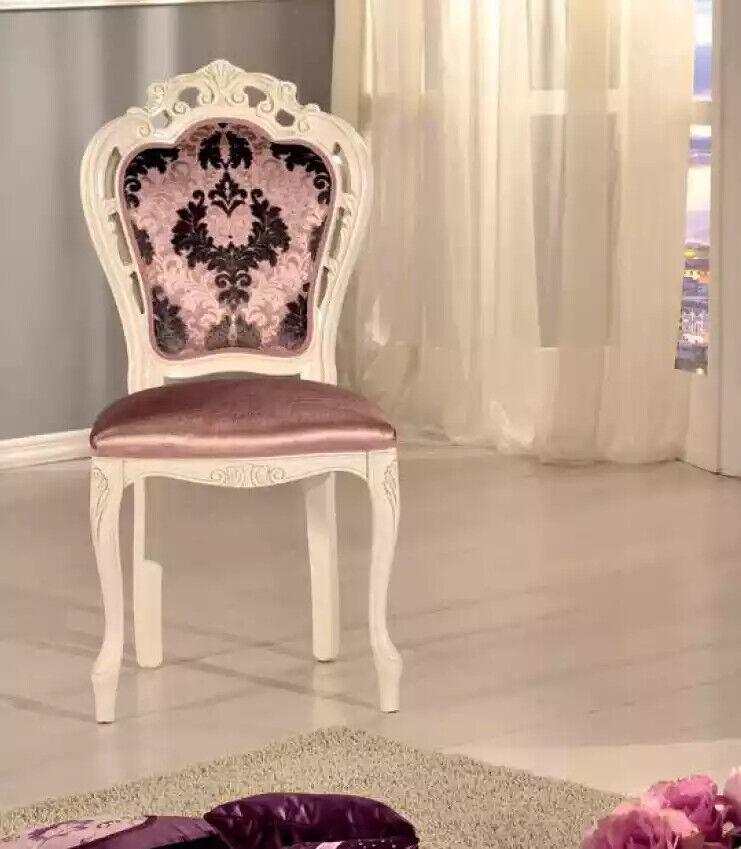 Rosa Stuhl Polsterstuhl Klassischer Sitzmöbel Ess Zimmer Polster Textil