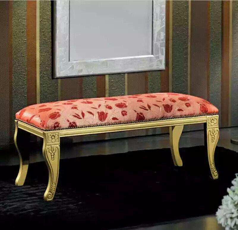 Designer Bank Polsterbank Klassischer Hocker Sitzmöbel Sitzbänke Stoff