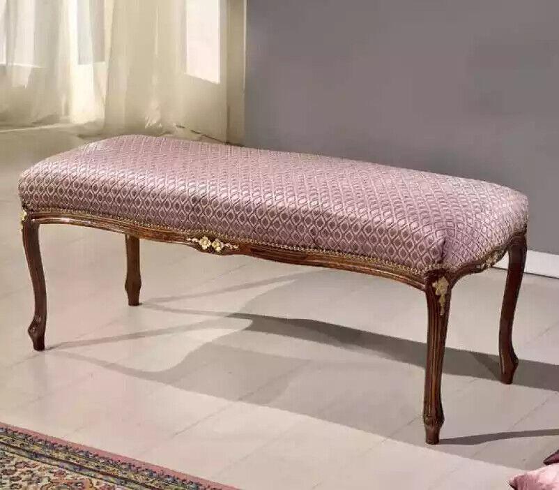 Wohnzimmer Klassische Sitzbank Luxus Sitzmöbel Polster Stoff Sitzbänke