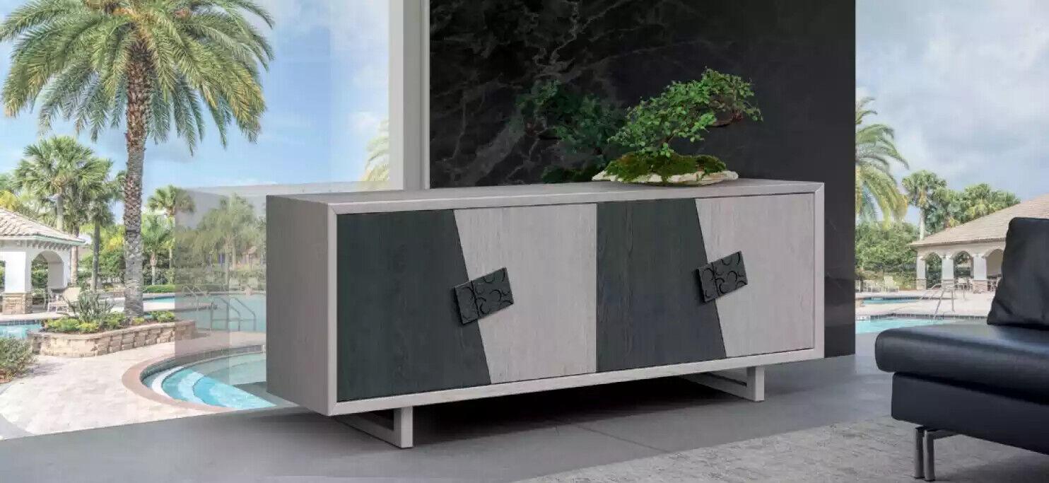 Graues Sideboard Moderne Holz Kommode Wohnzimmer Möbel Designer Neu