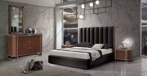 Schlafzimmer Komplett Set Bett 2x Nachttische Kommode 5 tlg Neu Design