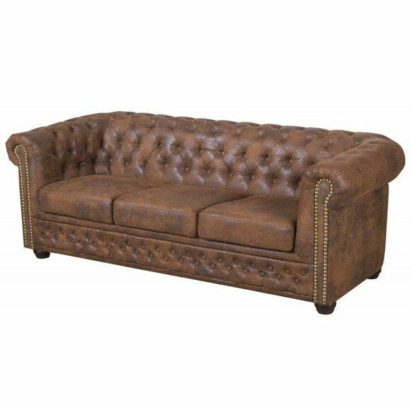 Chesterfield York Gobi 3 Sitzer Leder Couch Polster Sofas Couchen Neu