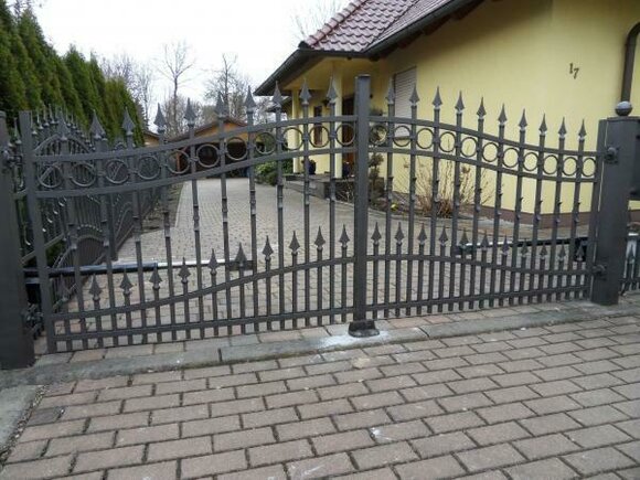 Einfahrtstor Elektro Flügeltore Handarbeit pro 1lfm Schmiedeeisen Tor #352 Neu