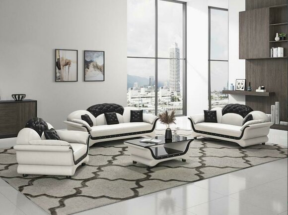 Komplett Set Sofagarnitur 321 Sitz Couchtisch Designer Wohnlandschaft 4tlg. Neu