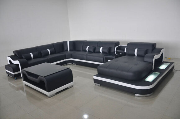 Ecksofa U-Form Wohnlandschaft Sofa Couch Polster Ecke Stoff Sofas Neu