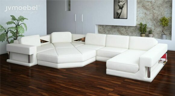 Wohnlandschaft Design Ecksofa Leder Ecke UForm Sofa Couch Polster Garnitur Neu