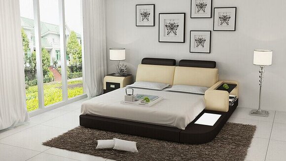 Bett mit USB Polsterbett Luxusbett Doppelbett Ehebett Betten 140/160/180 LB8804