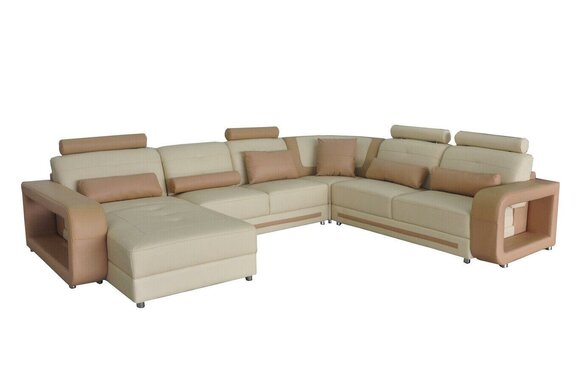 Eck Sofa + USB Polster Ecke Wohn Zimmer Landschaft Designer Couchen Textil A1135
