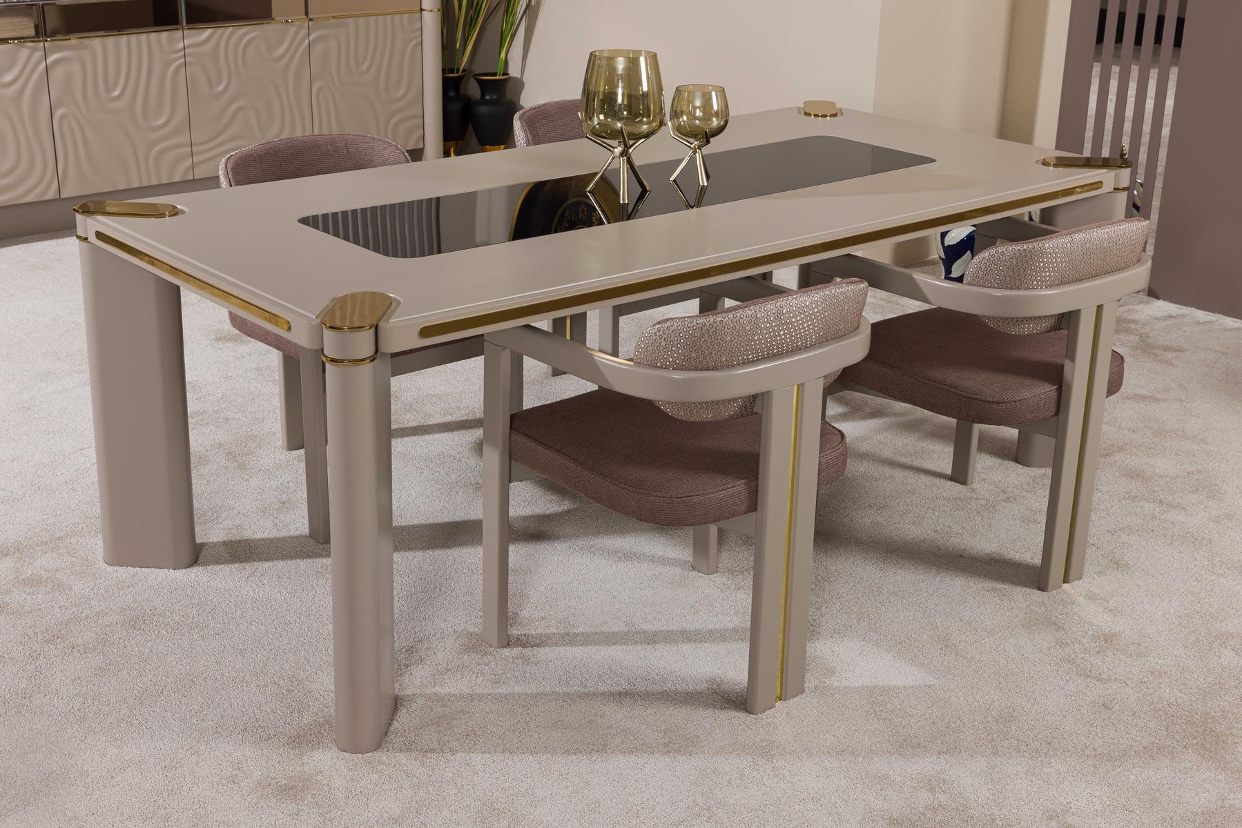 Esszimmer Set 4x Stühle Esstisch Set Esszimmer Designer Holz Stühle Garnitur Neu