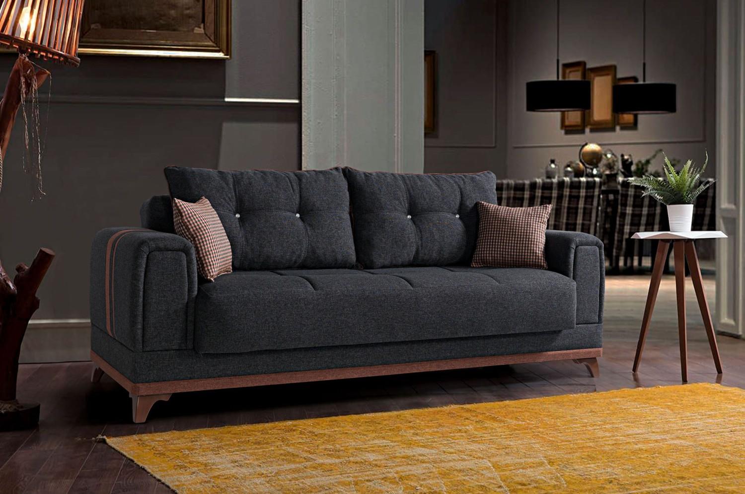 Luxuriöses Wohnzimmer Sofa 3 Sitzer Relax Sofa Modern 230 cm Schwarz