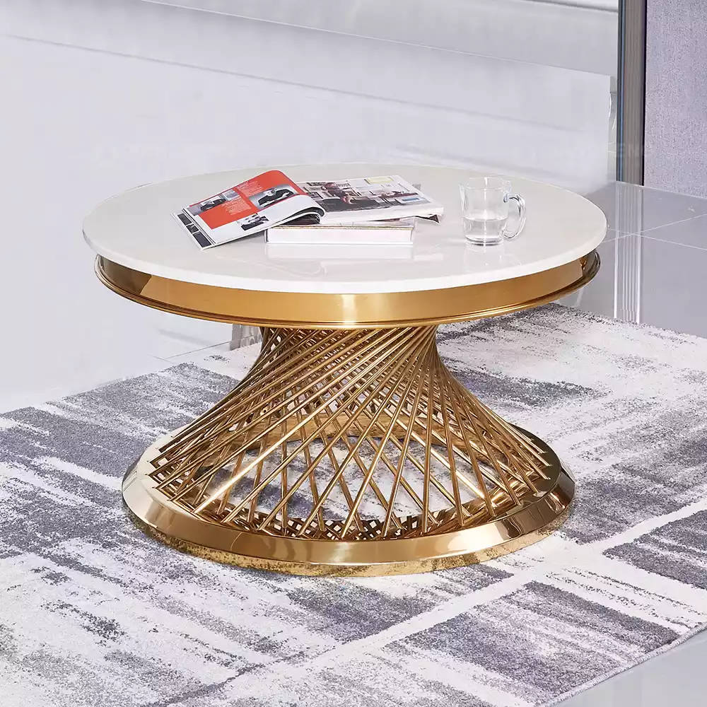 Couchtisch Design Wohnzimmer Luxus Edelstahl Runde Beistelltische Möbel