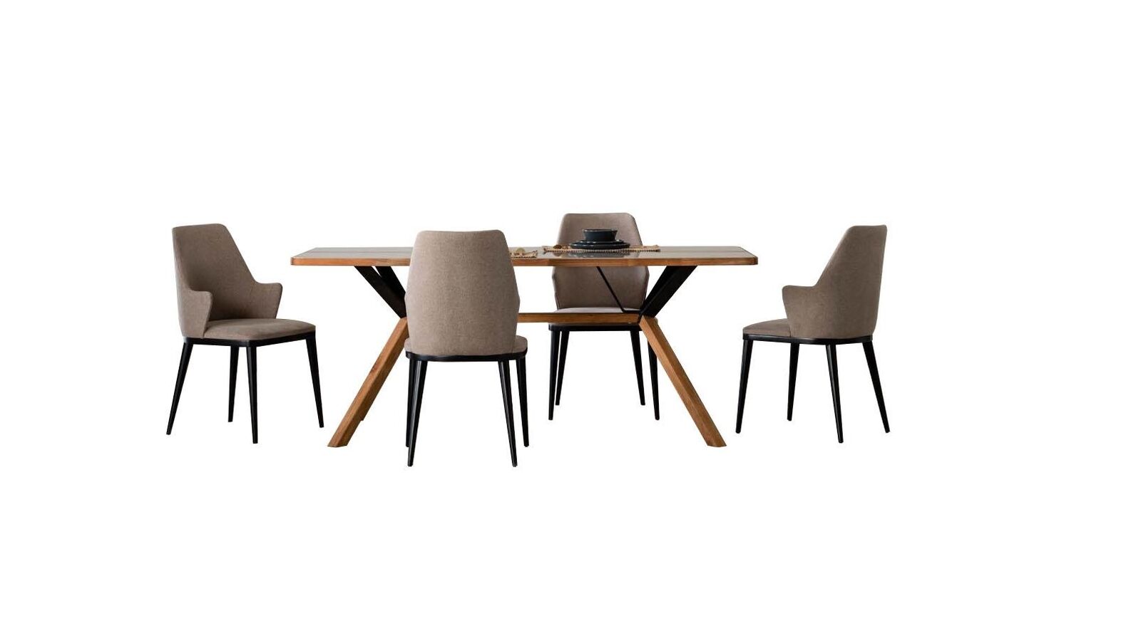 Essecke Tisch Set Esszimmer Esszimmertisch Stühle 5tlg Braun Holz