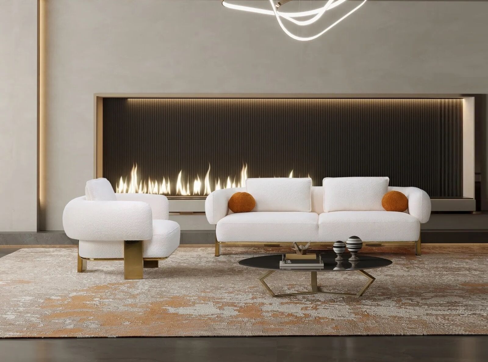 Sofagarnitur Komplette Couchgarnitur Weiß Sitzer Polstersofa Stoffsofa