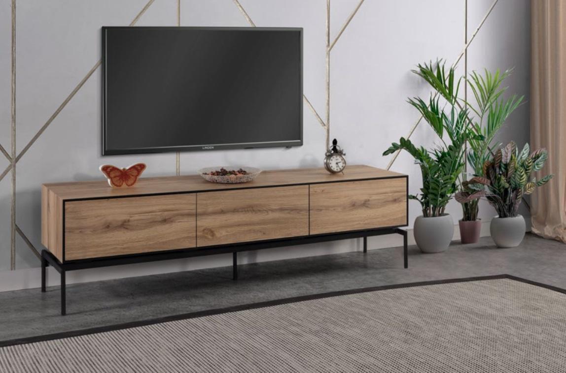 Wohnzimmer RTV Lowboard TV Ständer Braun Holz Sideboard Tisch Modern