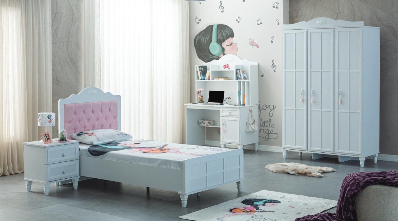 Weiß Gruppe Kinderbett Kindermöbel Kinderzimmer Bett Holz Set 4tlg