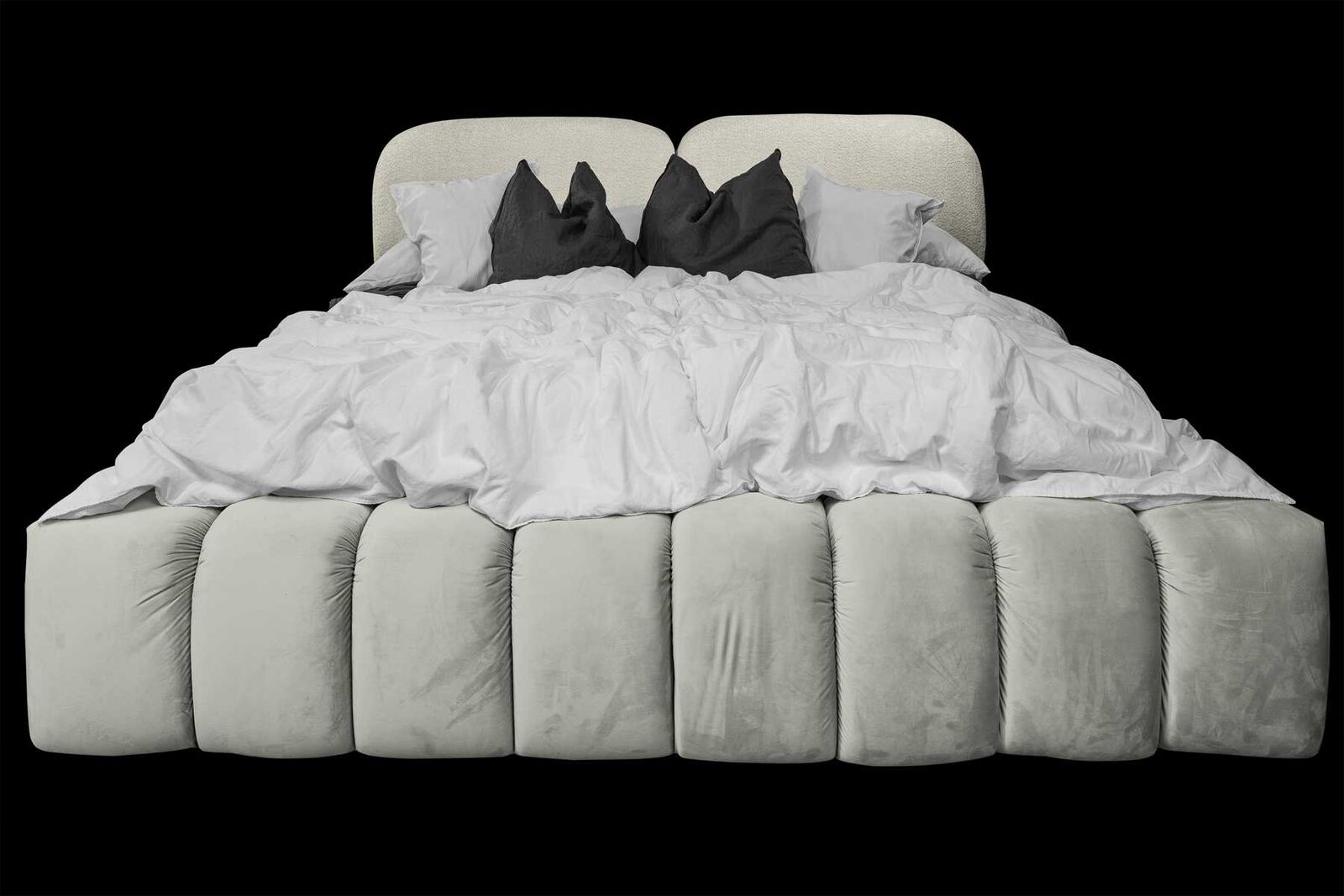 Luxus Bettrahmen 180x200 cm Farbe Grau Kopfteil Betten Schlafzimmer Möbel