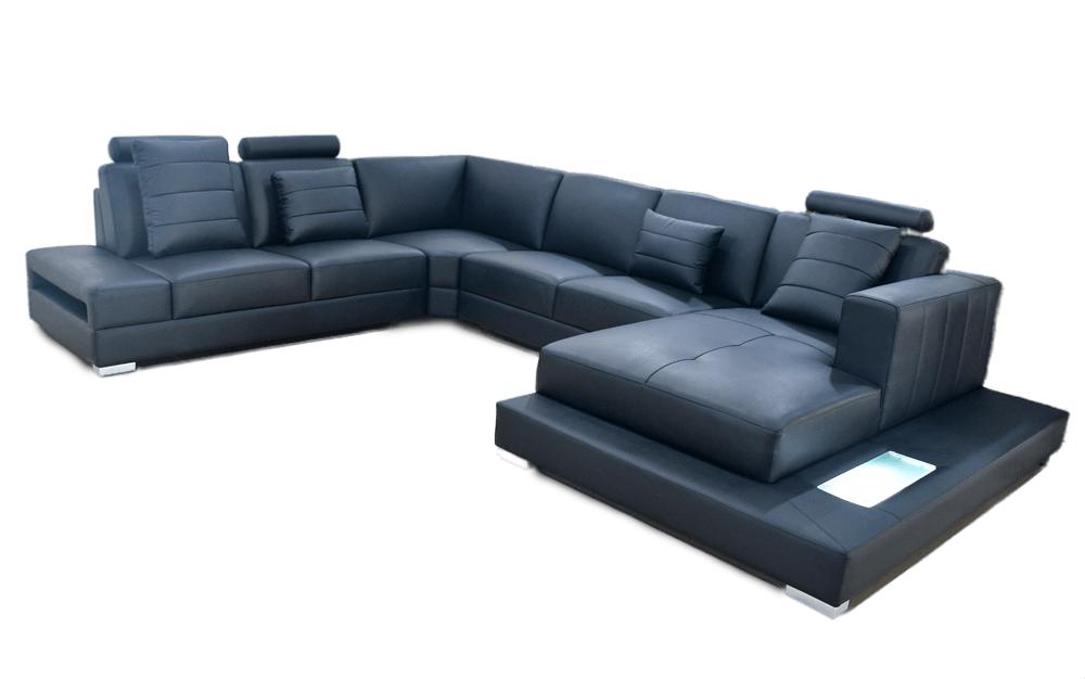 Luxus Ecksofa U-Form schwarz Wohnlandschaft Couch Polster Eckgarnitur