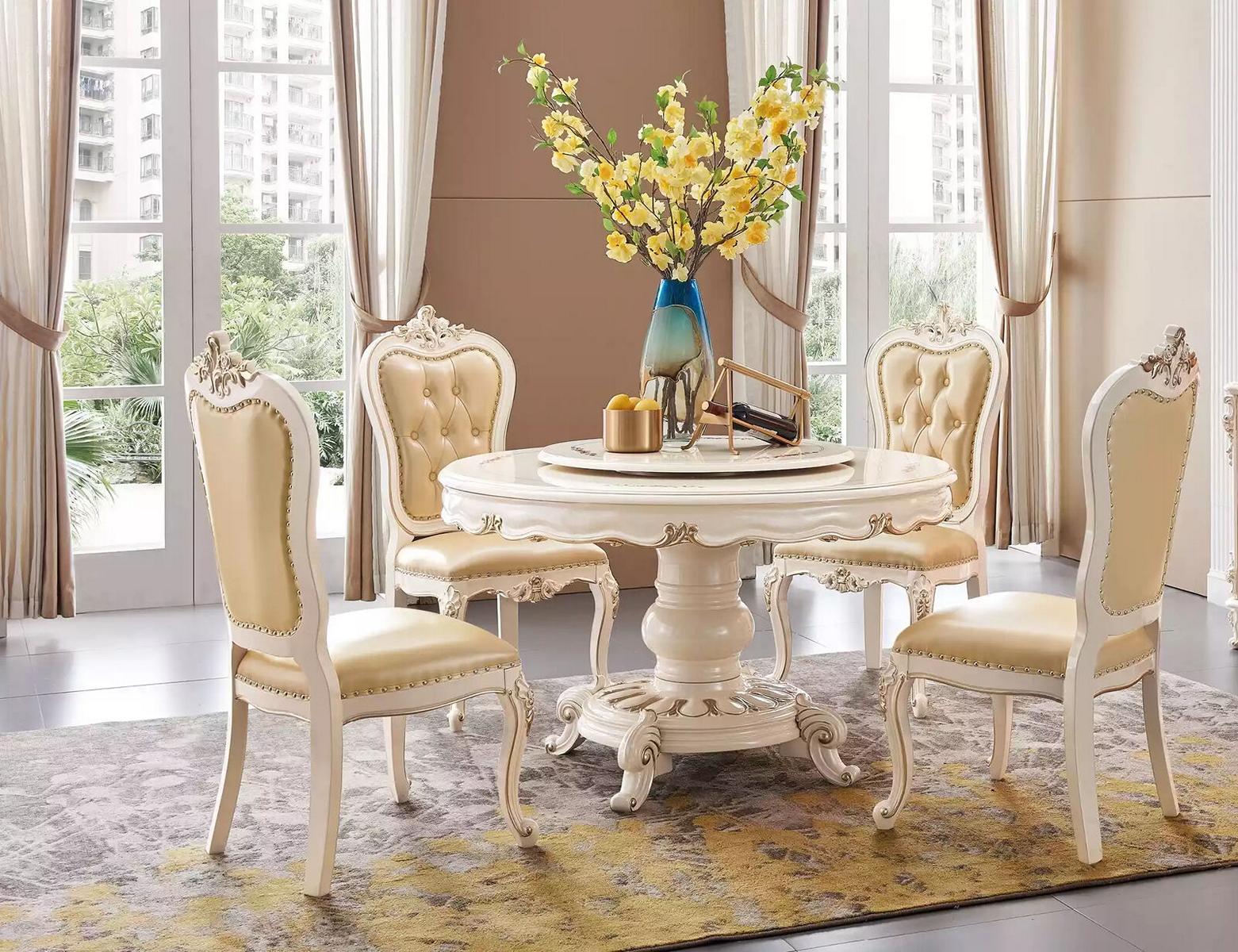 Esszimmer Set Luxus Esstisch und 4 Stühle klassische Möbel 5 Stück neu