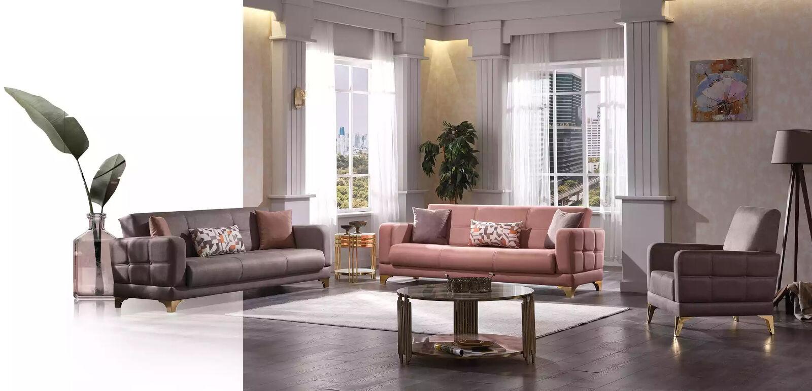 Luxus Sofagarnitur 3+3+1 Set Designer Textil Couchen Sessel Einsitzer