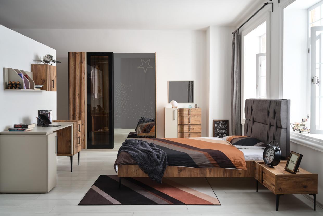 Luxus Schlafzimmer 7tlg. Bett Nachttisch Kleiderschrank Kommode Spiegel