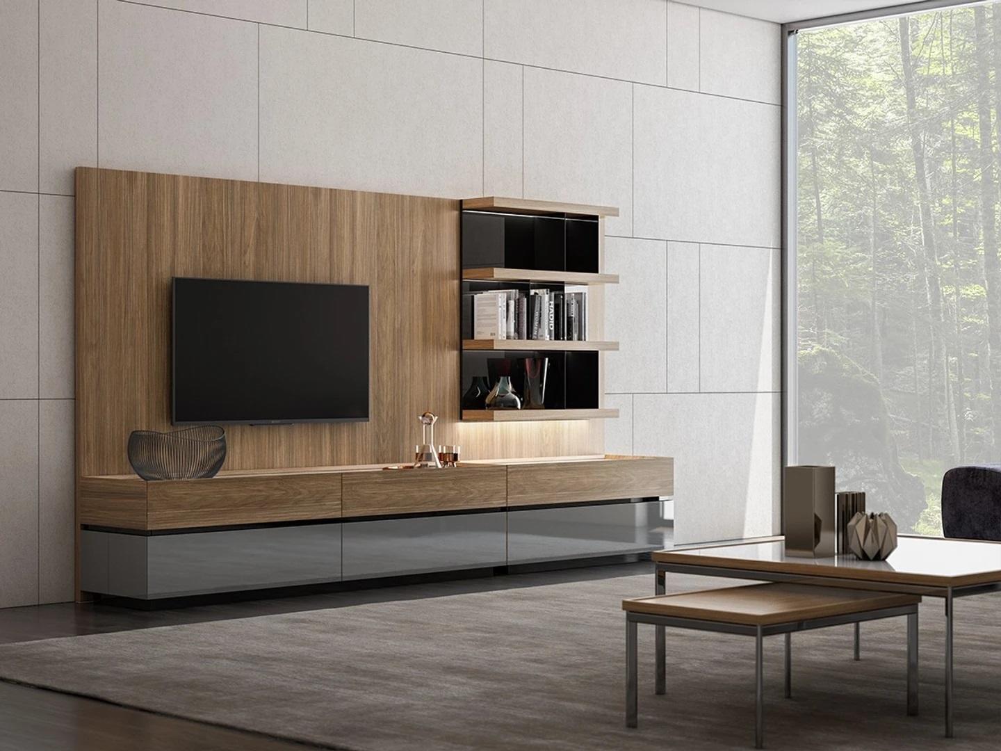 Wohnzimmer Holzmöbel Wohnwand TV-Ständer Komplett Modern Einrichtung