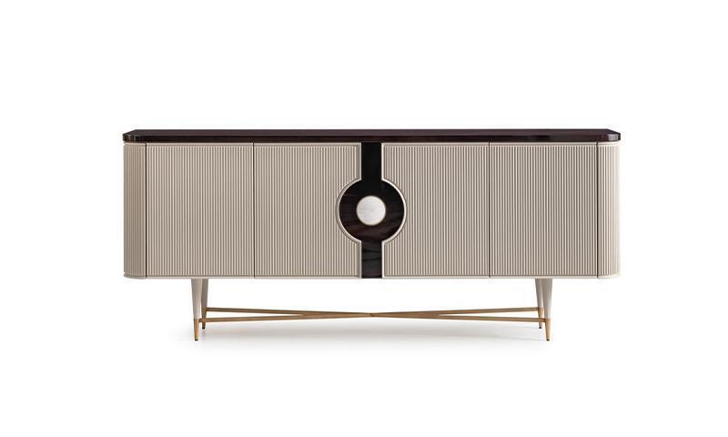 Sideboard Anrichte Schrank Kommode Holz Holzschrank Beige Luxus Design