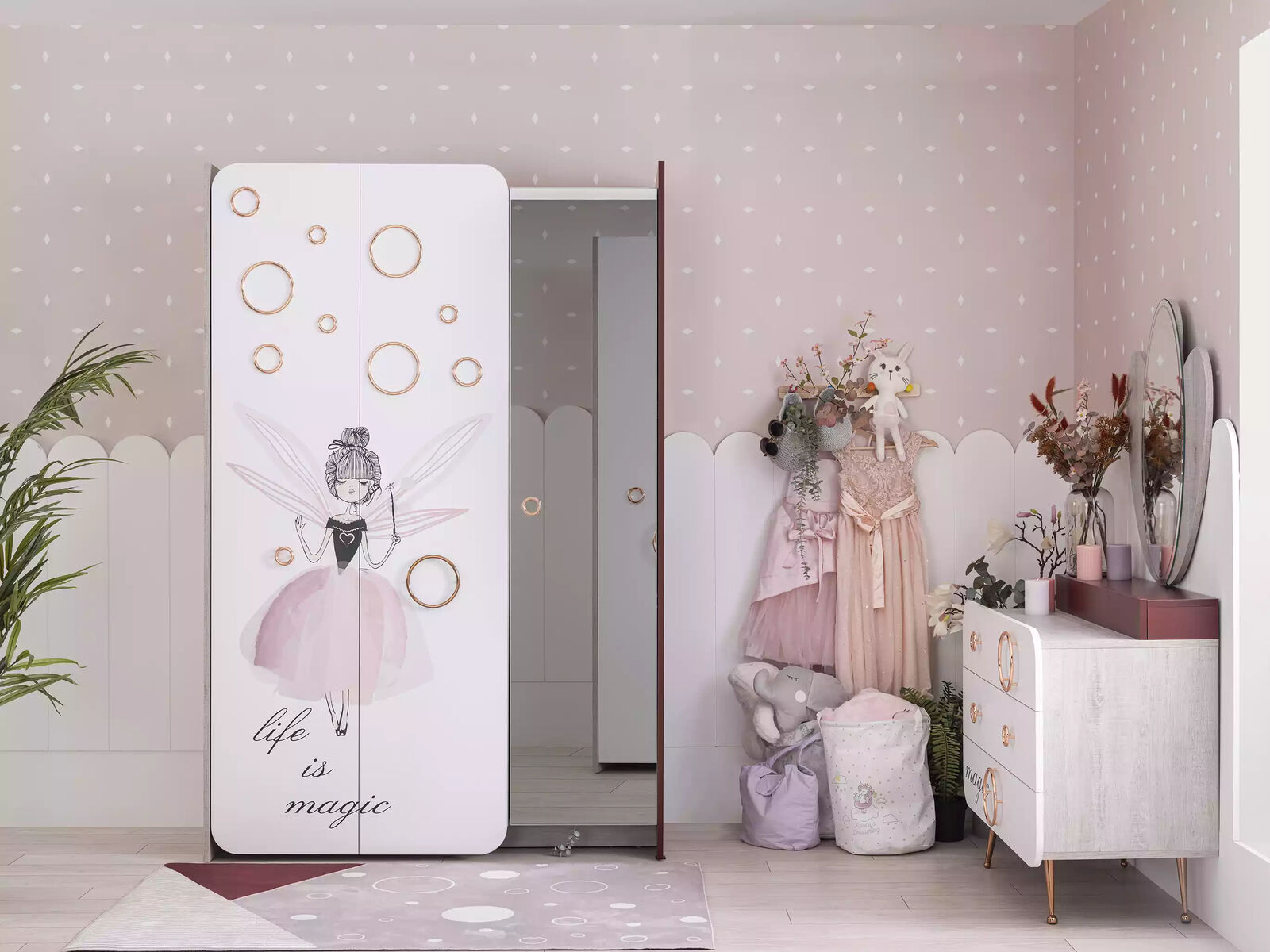 Weißer Kinderzimmer Schrank Mädchen Kleiderschrank Luxus Holz Schränke