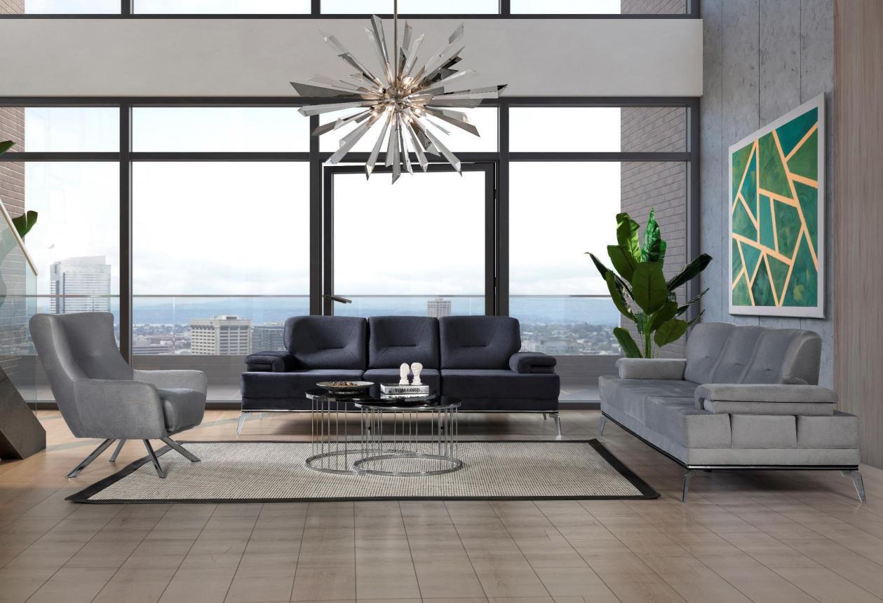 Komplette Stoffsofa Garnitur Moderne Polstercouchen Dreisitzer Sessel