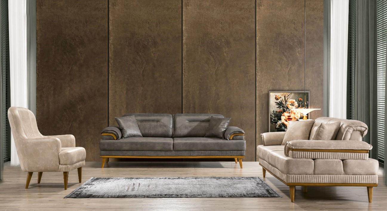 Designer Wohnzimmer Couch-Set Luxus Sofagarnitur 3+3+1 Sitzer 3tlg Set