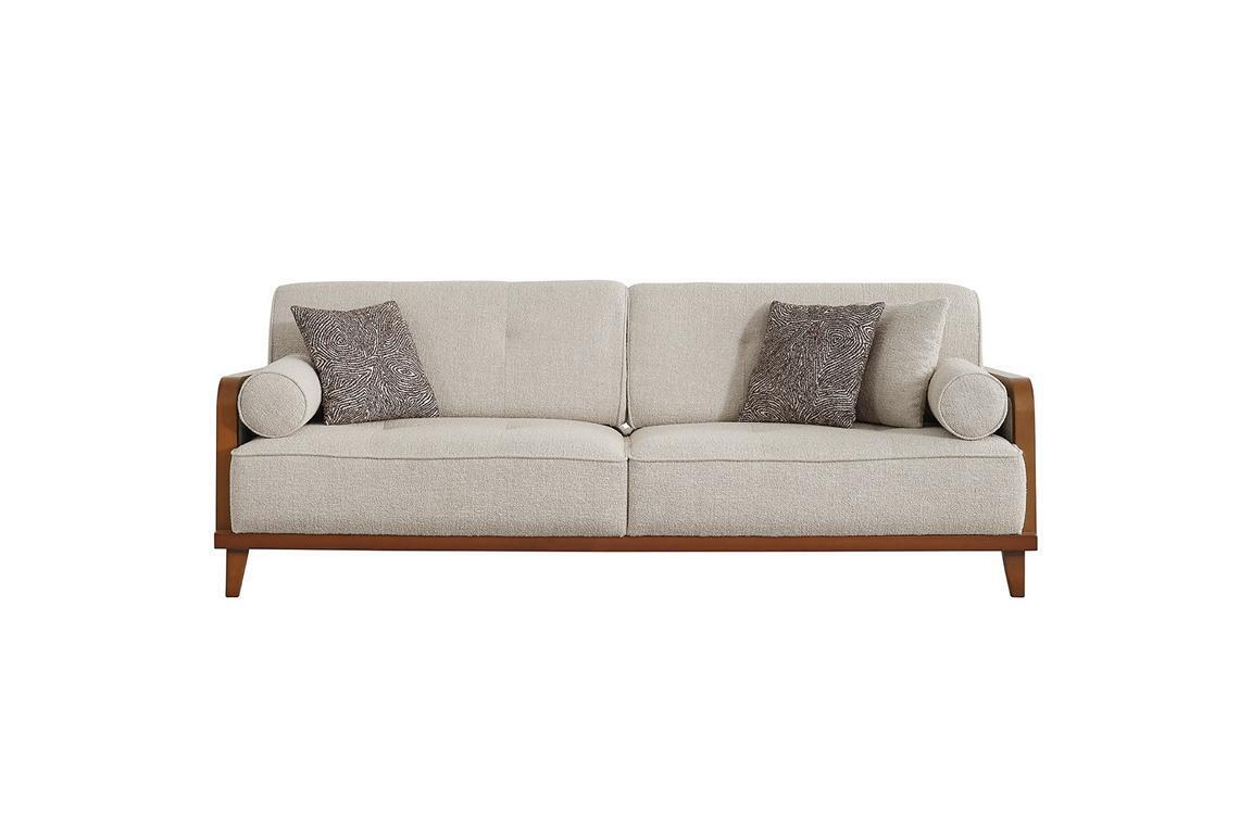 Wohnzimmer Designer 3-Sitzer Sofa Luxus Polster Couch Holzgestell Neu