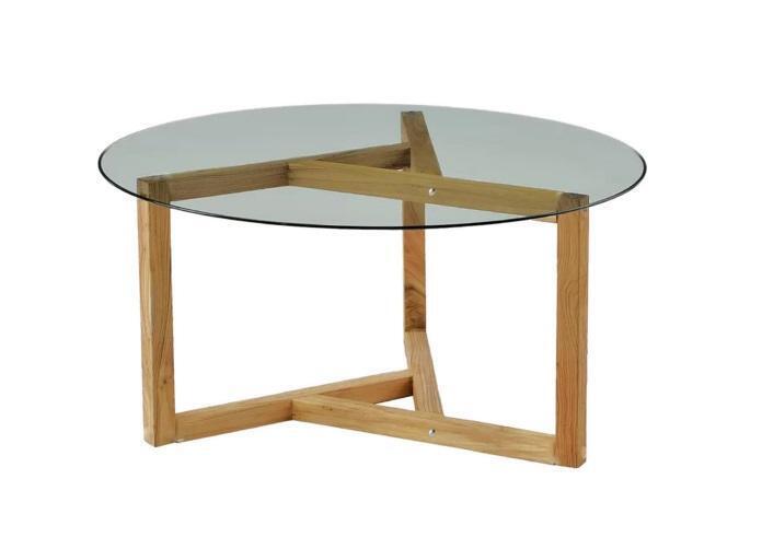 Couchtisch Glastischplatte Holzbeine Wohnzimmer moderne minimalistische Möbel