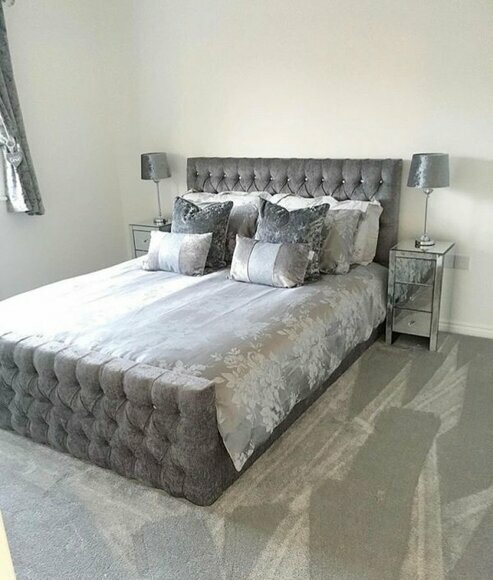 Polster Bett Schlafzimmer Chesterfield Designer Textil Leder 140/160/180/200 cm