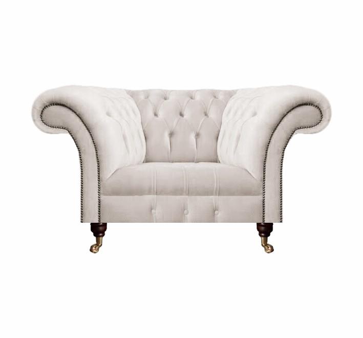 Sessel Weiß Textil Stoff Polstersitz Einrichtung Sitz Möbel Chesterfield