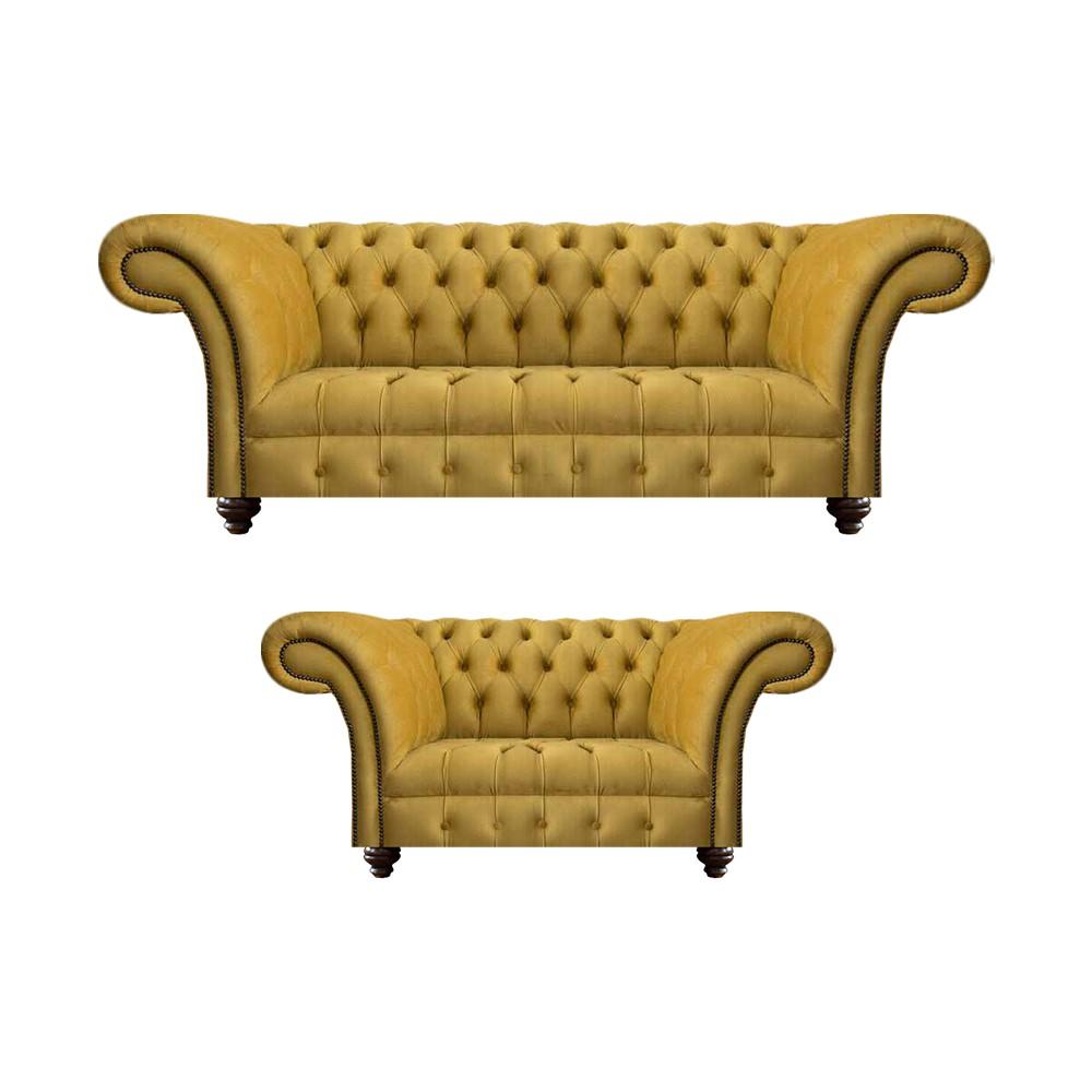 Luxus 2x Sofas Gelb Neu Modern Möbel Wohnzimmer Sofagarnitur Sitz Chesterfield